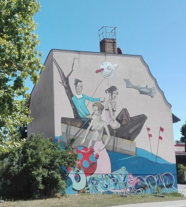 Wandbild "Nico in Lübben" von Robin Zöffzig am Warmbad
